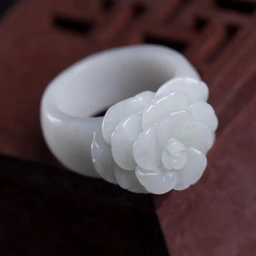 White Jadeite Rose Ring-Your Soul Place